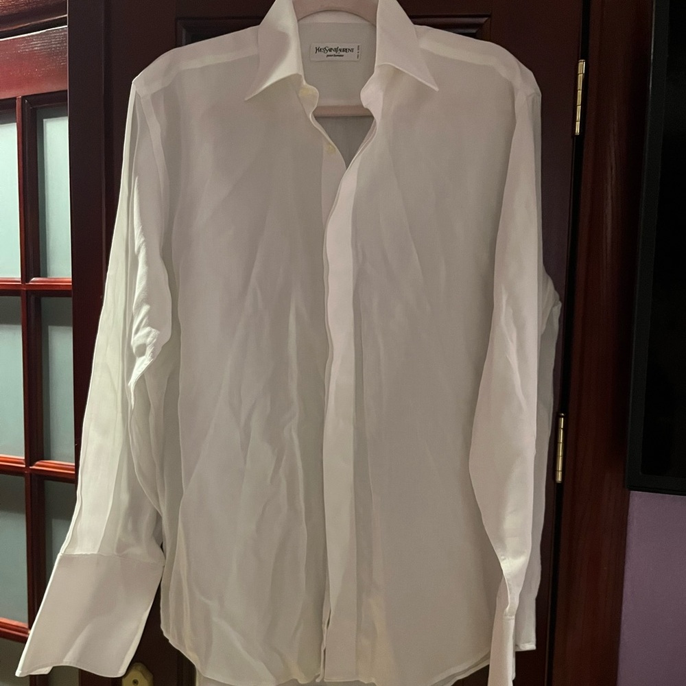 Yves Saint Laurent White Dress/Tuxedo Shirt